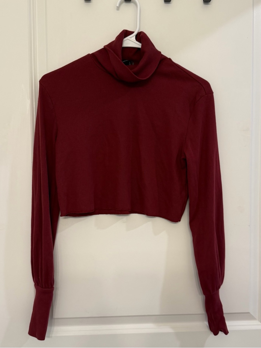 Forever 21 Wine Ribbed Cowl Neck Sweater